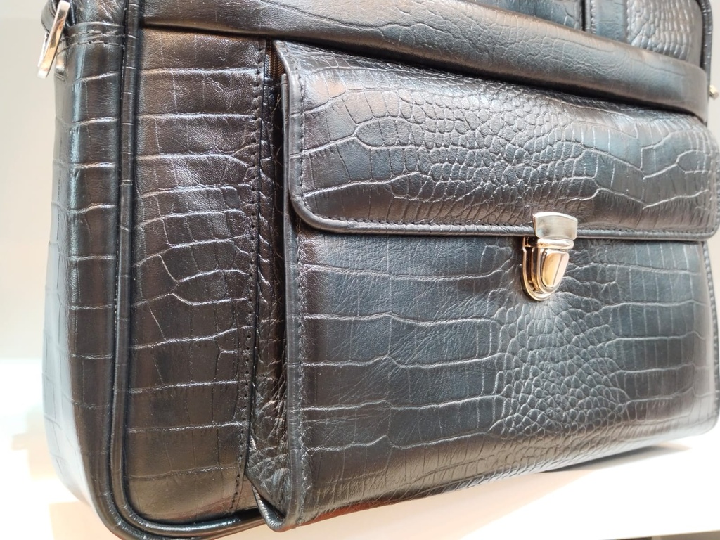 CROCODILE PATTERN LEATHER LAPTOP BAG