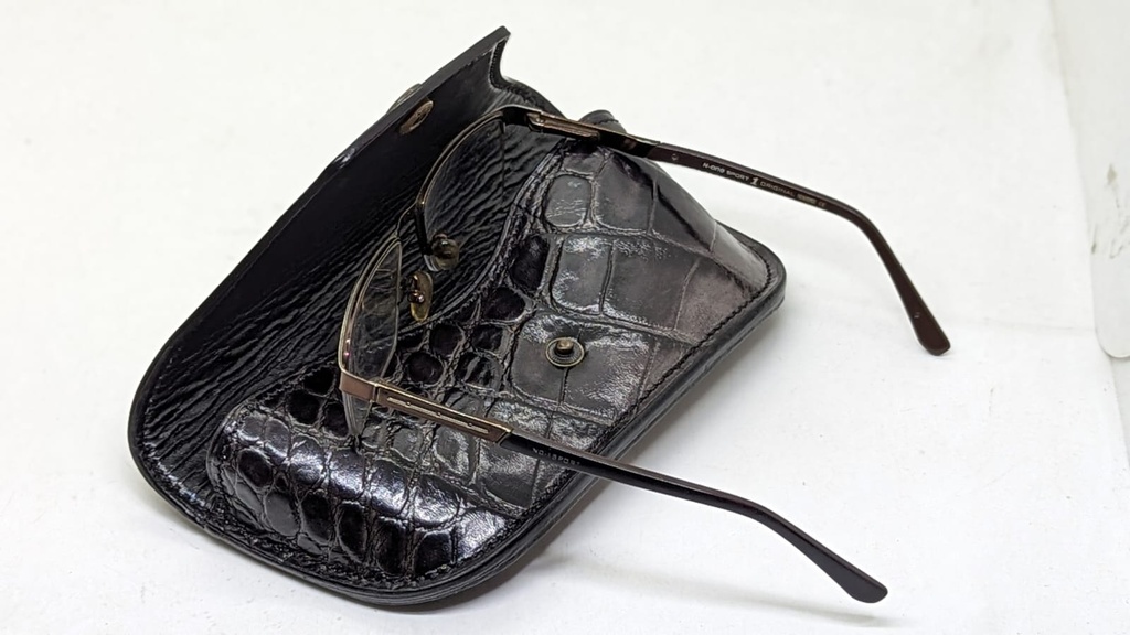 Handmade Cow Leather Crocodile Glasses Case