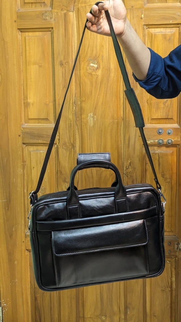 Handmade Cow  Leather Office Bag For Men's-Black